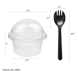 50 Pack 8 oz Clear Plastic Dessert Cup with Dome Lids Disposable Parfait Fruit Cups Party Cupcake Bowl Dessert Pudding Containers for Ice Cream, Iced Cold Drinks, Cupcake, Snack, Fruit, Pudding