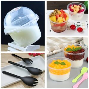 50 Pack 8 oz Clear Plastic Dessert Cup with Dome Lids Disposable Parfait Fruit Cups Party Cupcake Bowl Dessert Pudding Containers for Ice Cream, Iced Cold Drinks, Cupcake, Snack, Fruit, Pudding