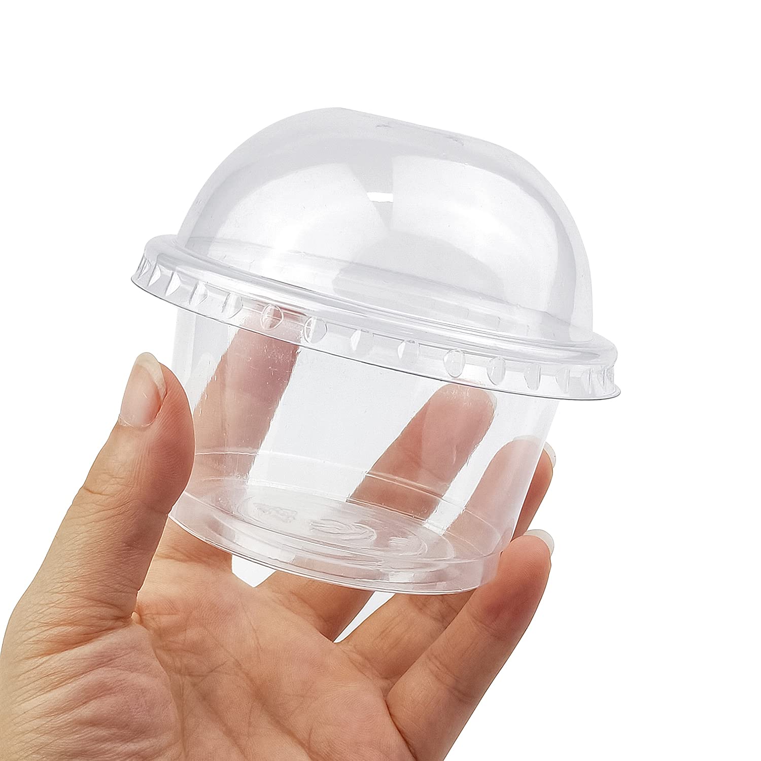 50 Pack 8 oz Clear Plastic Dessert Cup with Dome Lids Disposable Parfait Fruit Cups Party Cupcake Bowl Dessert Pudding Containers for Ice Cream, Iced Cold Drinks, Cupcake, Snack, Fruit, Pudding