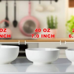 Hesen 60 oz Large Soup Bowl, Pho Bowls and Spoons Set, Ramen Bowl Set of 3 Bowls + 3 Spoons, 8 in Off White Ceramic Serving Bowls