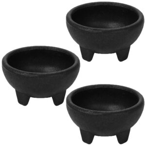 alpine cuisine small salsa bowls (molcajete) 3pc set, food grade plastic material, heavy duty & easy to clean, multi-purpose salsa bowl for serving, durable & dishwasher safe