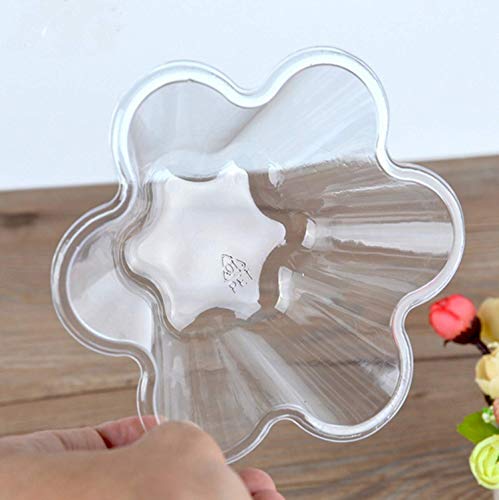 Healthcom 50 Packs Clear Plastic Ice Cream Dessert Bowls Dessert Cups Flower Ice Cream Cup Sundae Bowls Disposable Plastic Dessert Bowls Holder Salad Serving Bowl for Tasting Party Appetizers
