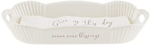 mud pie blessings bread bowl and towel set, white, small
