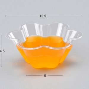 Qixivcom 30 Pcs Clear Plastic Ice Cream Dessert Bowls Dessert Cups Snack Bowl Flower shaped Ice Cream Cup Sundae Bowl Disposable Plastic Dessert Bowl Salad Party Favor Cake Holder Bowl,Pack of 30