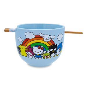 toynk sanrio hello kitty and friends rainbow ceramic ramen bowl and chopstick set