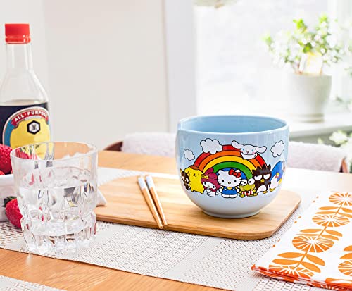 Toynk Sanrio Hello Kitty and Friends Rainbow Ceramic Ramen Bowl and Chopstick Set