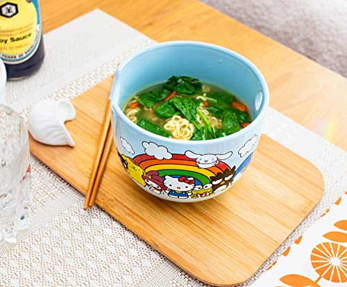 Toynk Sanrio Hello Kitty and Friends Rainbow Ceramic Ramen Bowl and Chopstick Set