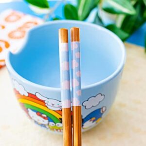 Toynk Sanrio Hello Kitty and Friends Rainbow Ceramic Ramen Bowl and Chopstick Set