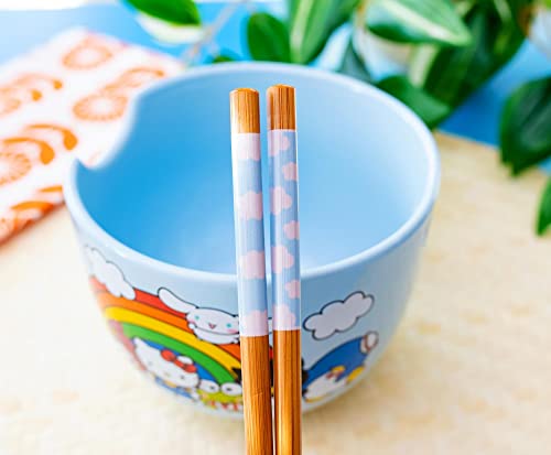 Toynk Sanrio Hello Kitty and Friends Rainbow Ceramic Ramen Bowl and Chopstick Set