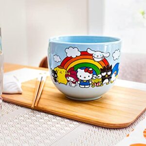 Toynk Sanrio Hello Kitty and Friends Rainbow Ceramic Ramen Bowl and Chopstick Set