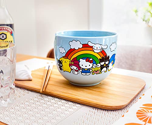 Toynk Sanrio Hello Kitty and Friends Rainbow Ceramic Ramen Bowl and Chopstick Set