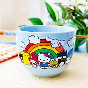 Toynk Sanrio Hello Kitty and Friends Rainbow Ceramic Ramen Bowl and Chopstick Set