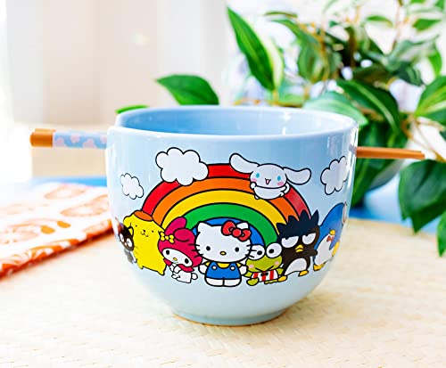 Toynk Sanrio Hello Kitty and Friends Rainbow Ceramic Ramen Bowl and Chopstick Set