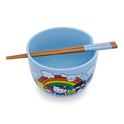 Toynk Sanrio Hello Kitty and Friends Rainbow Ceramic Ramen Bowl and Chopstick Set