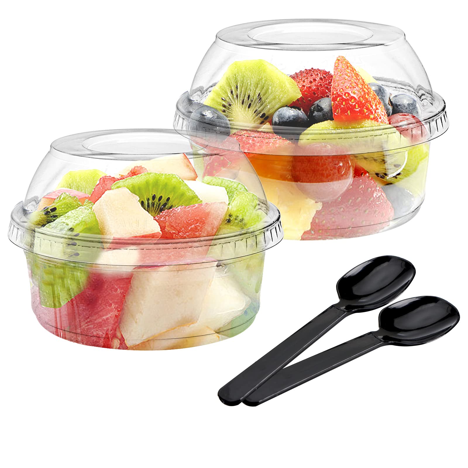 WUWEOT 50 Pack Plastic Dessert Cups, 12 oz Clear PET Dessert Bowls, Disposable Parfait Cups with Lid (No Hole) for Ice Cream Fruit Iced Cold Drinks Dessert Yogurt Cereal Parfait Puddings Mousse