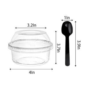 WUWEOT 50 Pack Plastic Dessert Cups, 12 oz Clear PET Dessert Bowls, Disposable Parfait Cups with Lid (No Hole) for Ice Cream Fruit Iced Cold Drinks Dessert Yogurt Cereal Parfait Puddings Mousse