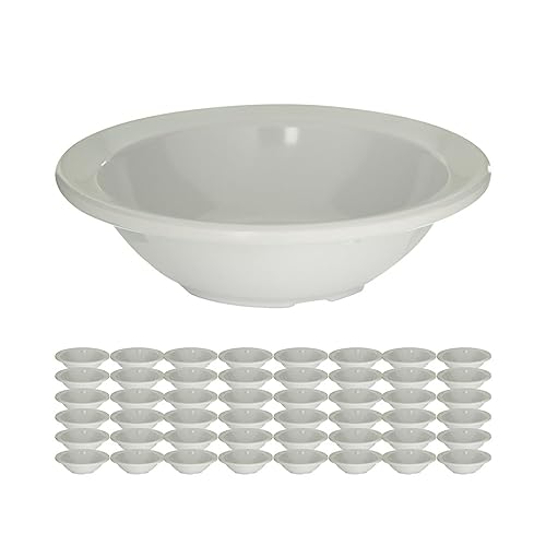 Carlisle FoodService Products Kingline Reusable Plastic Bowl Fruit Bowl with Rim for Home and Restaurant, Melamine, 4.75 Ounces, White, (Pack of 48)