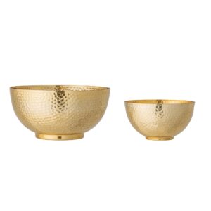 bloomingville gold hammered metal (set of 2) bowl