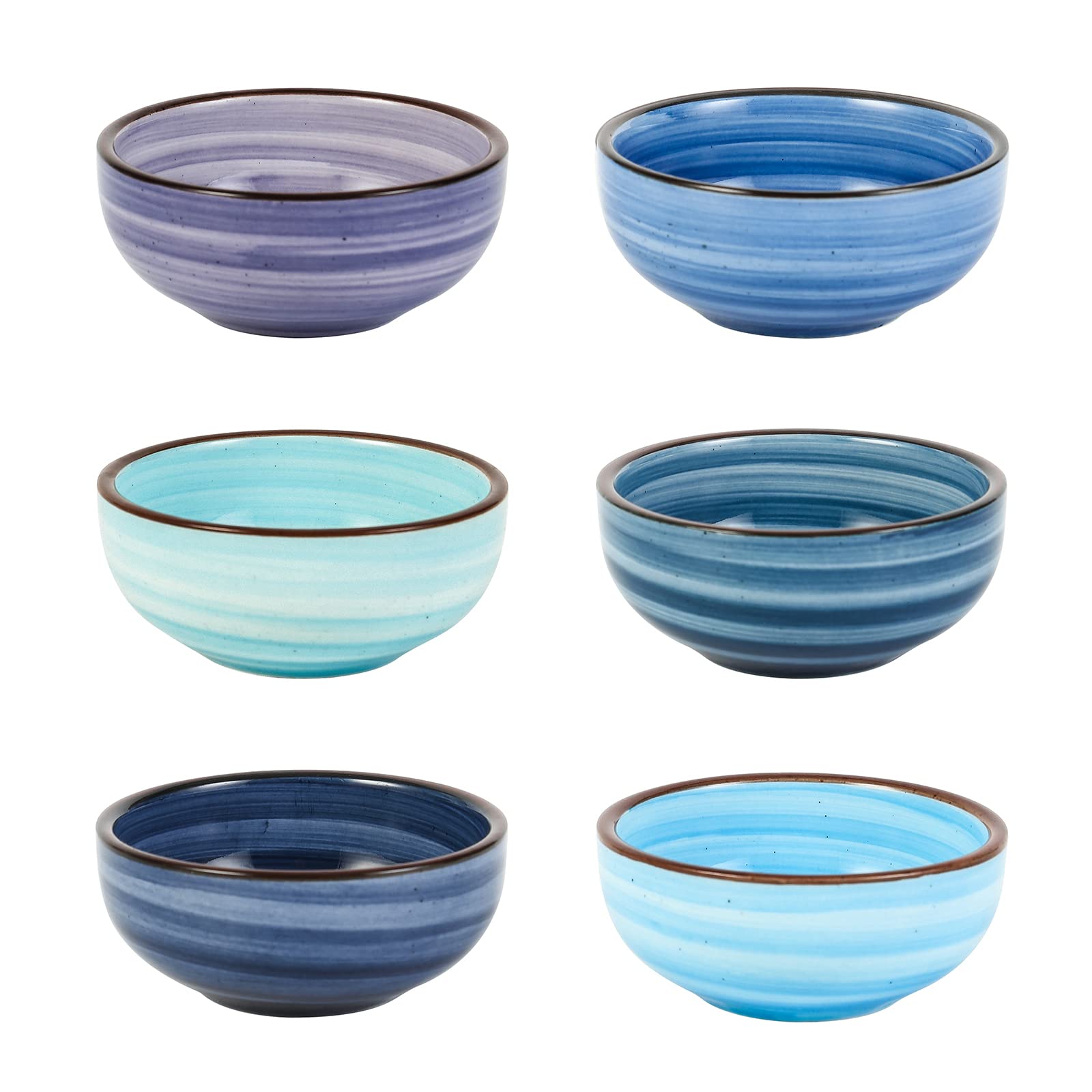 Selamica Ceramic Dipping Bowls, 2.7 Oz Soy Sauce Dish Set, Small Bowls, 3 inch Small Dip Bowls, Mini Bowls for Side Dish, Appetizers, Sushi, BBQ, Ketchup, Set of 6, Gradient Blue