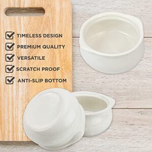 Fit Meal Prep [6 Pack] 12 Oz French Onion Soup Crock - Ivory Premium Ceramic Porcelain Bowls, Microwave Oven Safe, For Soup, Stews, Chilis, Baked Beans, Mac and Cheese