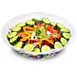 green direct 64 oz. salad containers with lids - pack of 10 | clear plastic salad bowls for lunch, serving, and mixing