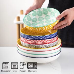 KitchenTour 35oz Pasta Bowls Soup Bowls, Serving Bowl Dinner Bowls for Salad, Fruit, Dishwasher and Microwave Safe - Set of 4, Vintage Color