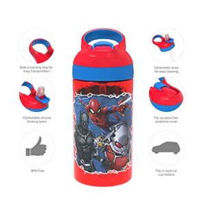 zak! Marvel Universe - 5-Piece Dinnerware Set - Durable Plastic & Stainless Steel - Includes Water Bottle, 8-Inch Plate, 6-Inch Bowl, Fork & Spoon - Suitable for Kids Ages 3+