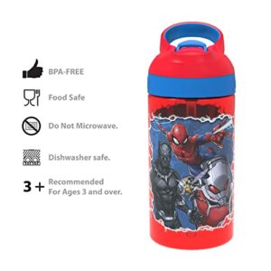 zak! Marvel Universe - 5-Piece Dinnerware Set - Durable Plastic & Stainless Steel - Includes Water Bottle, 8-Inch Plate, 6-Inch Bowl, Fork & Spoon - Suitable for Kids Ages 3+