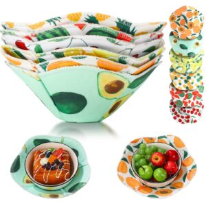 6 pieces microwave bowl holders fruit pattern safe hot soup holder cotton heat resistant bowl cozy multipurpose food dish pads potholders for rice and pasta bowls home kitchen supplies