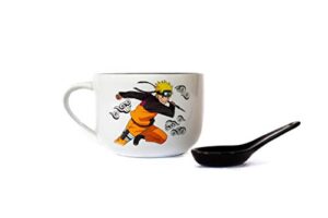 just funky naruto anime ceramic ramen soup mug with spoon | 20 oz coffee cup featuring naruto | anime bowl | home deco | naruto bowl | collective | official licensed
