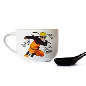 JUST FUNKY Naruto Anime Ceramic Ramen Soup Mug with Spoon | 20 Oz Coffee Cup Featuring Naruto | Anime Bowl | Home Deco | Naruto Bowl | Collective | Official Licensed