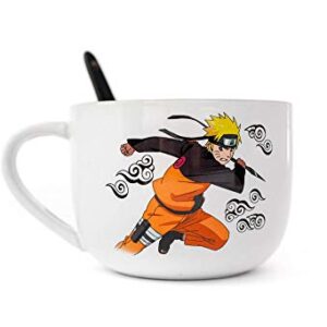 JUST FUNKY Naruto Anime Ceramic Ramen Soup Mug with Spoon | 20 Oz Coffee Cup Featuring Naruto | Anime Bowl | Home Deco | Naruto Bowl | Collective | Official Licensed