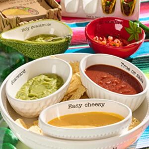 Mud Pie Fiesta Dip Bowl Set, Avocado, 5" X 6" | Spoon 3 1/2"