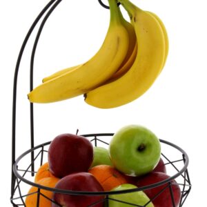 Cuisinart Stainless Steel Fruit Basket with Banana Hanger, Matte Black - Perfect Fruit Basket for Kitchen & Dining Tables to Showcase & Organize Fresh Produce - Sturdy Banana Holder with Fruit Storage