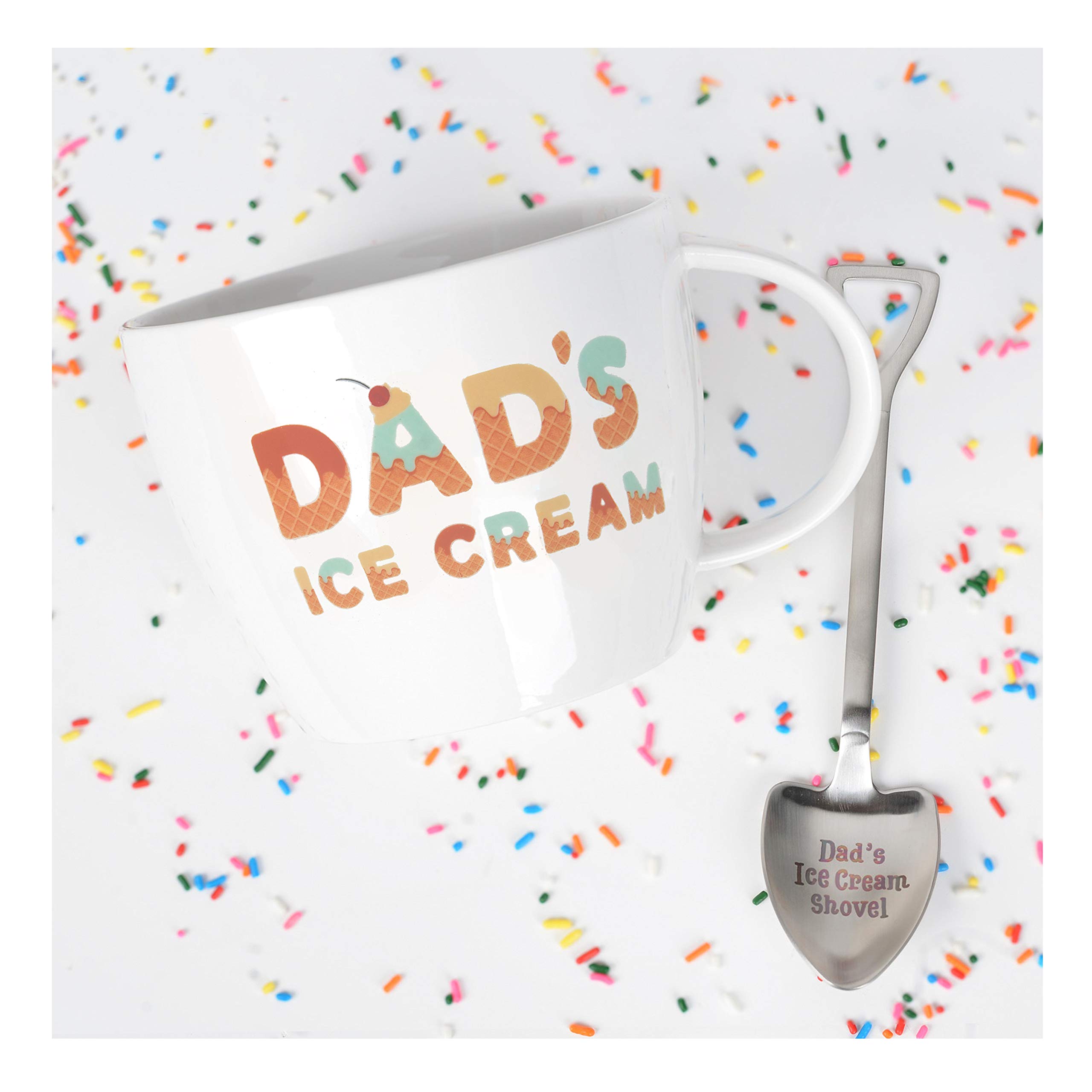 Gifts for Dad –Dad’s Ice Cream Bowl and Engraved Spoon Dad’s Ice Cream Shovel – Ideal Father’s Day Gift, Christmas Gift or Birthday Gift by Josephine on Caffeine (Dad)