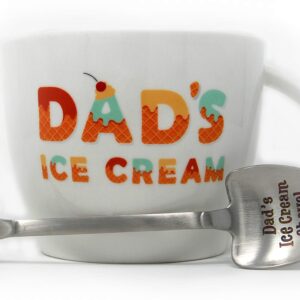 Gifts for Dad –Dad’s Ice Cream Bowl and Engraved Spoon Dad’s Ice Cream Shovel – Ideal Father’s Day Gift, Christmas Gift or Birthday Gift by Josephine on Caffeine (Dad)