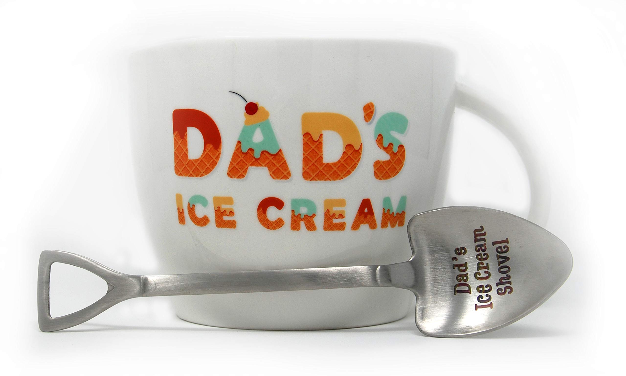 Gifts for Dad –Dad’s Ice Cream Bowl and Engraved Spoon Dad’s Ice Cream Shovel – Ideal Father’s Day Gift, Christmas Gift or Birthday Gift by Josephine on Caffeine (Dad)