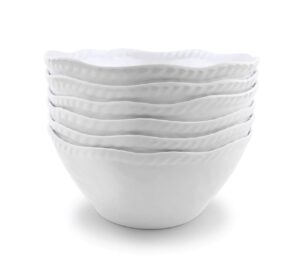 kx-ware melamine cereal bowls set - 28 oz/6 inch 100% melamine soup/salad bowls | set of 6, white | break-resistant and dishwasher safe, bpa free