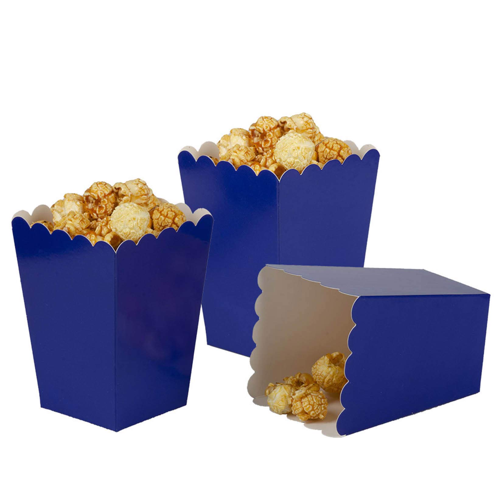 Navy Blue Popcorn Boxes Mini Paper Popcorn Box Cardboard Popcorn Container for Party, Pack of 24