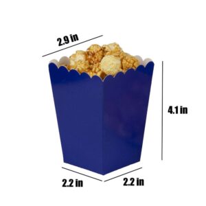 Navy Blue Popcorn Boxes Mini Paper Popcorn Box Cardboard Popcorn Container for Party, Pack of 24