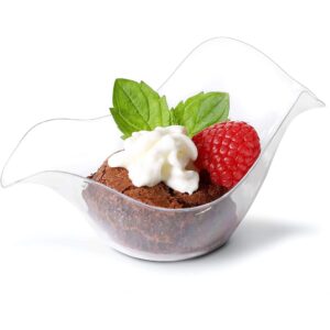 Mini Dessert Bowls - 100-Pack Clear Plastic 1.75-Ounce Appetizer, Salad, Fruits, Nuts Bowl, Disposable or Reusable Tasting Sampling Party Supplies, Catering, Buffet, Food Display, 4 x 2.5 x 2 Inches