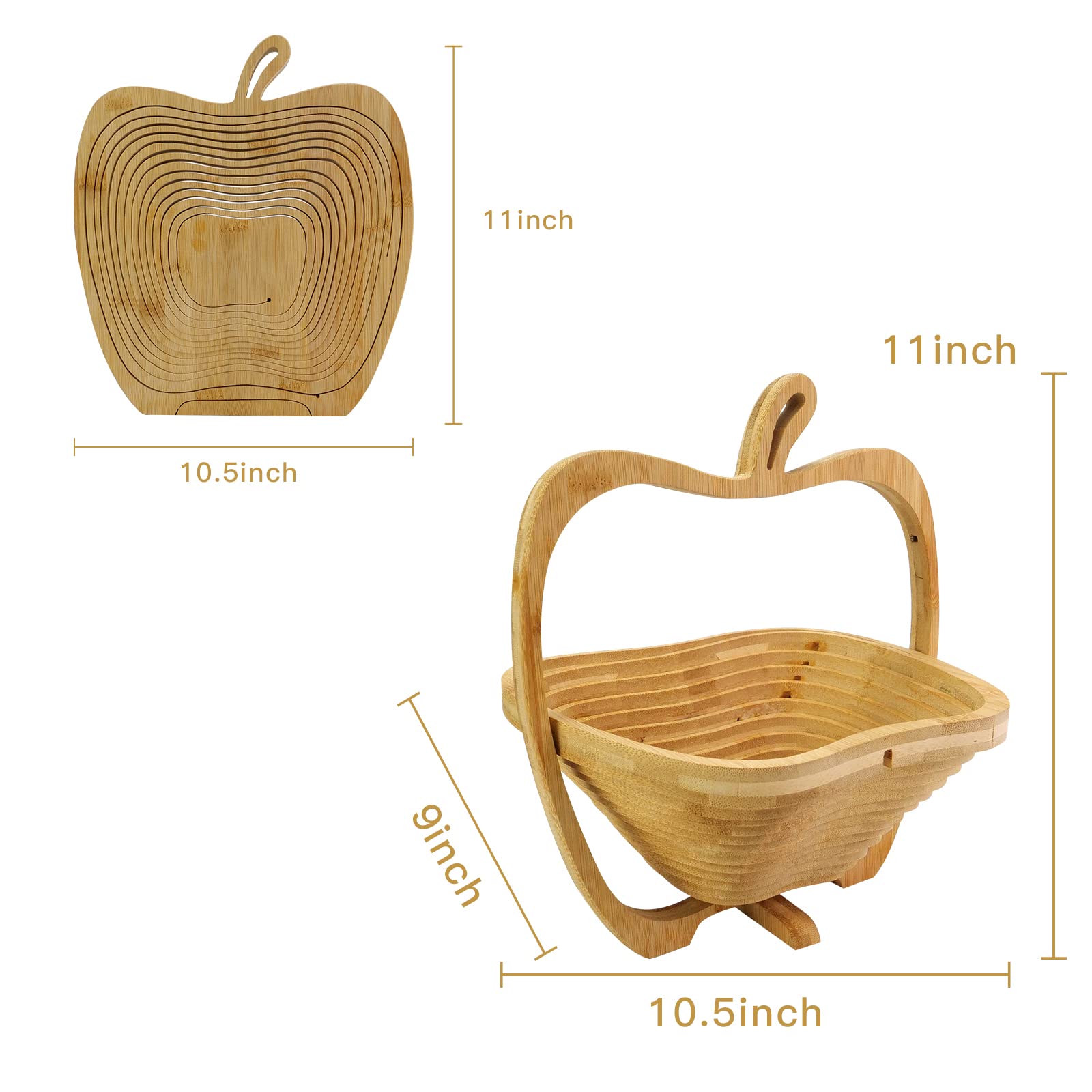 MYOSOTIS Foldable Fruit Basket Gift Snack Box Apple shape fruit bowl holder and Dried fruit basket For Halloween Holiday Party Christmas Decoration (Apple02)