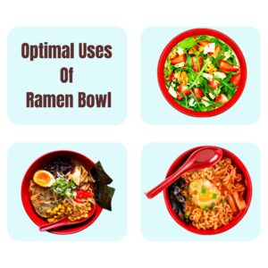 IKIGAI, Ramen Bowl with Chopsticks and Spoon Set of 4 (20 pcs) - 32 and 42OZ Large Melamine Noodle Soup Bowl Set -Pho Bowls and Spoons Set For Ramen, Pho & Soup (32 OZ)