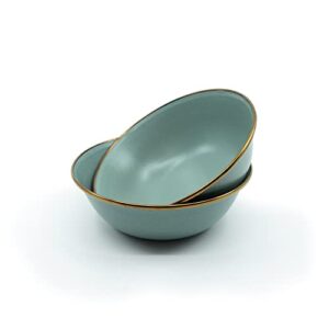barebones enamel bowls- dishes set of 2- formal enamel bowl and enamelware set for camping and everyday use- mint