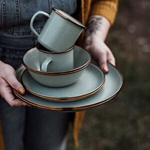 Barebones Enamel Bowls- Dishes Set of 2- Formal Enamel Bowl and Enamelware Set for Camping and Everyday Use- Mint