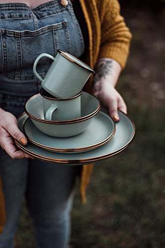 Barebones Enamel Bowls- Dishes Set of 2- Formal Enamel Bowl and Enamelware Set for Camping and Everyday Use- Mint