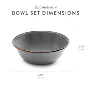 Barebones Enamel Bowls- Dishes Set of 2- Formal Enamel Bowl and Enamelware Set for Camping and Everyday Use- Mint