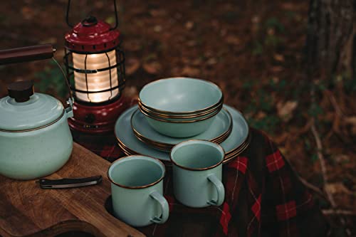 Barebones Enamel Bowls- Dishes Set of 2- Formal Enamel Bowl and Enamelware Set for Camping and Everyday Use- Mint