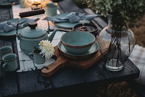 Barebones Enamel Bowls- Dishes Set of 2- Formal Enamel Bowl and Enamelware Set for Camping and Everyday Use- Mint