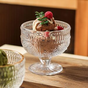 Kingrol 6 Pack Glass Dessert Bowls, 10 oz Mini Trifle Bowls, Glass Serving Bowls for Ice Cream, Fruit, Pudding, Snack, Cereal, Nuts